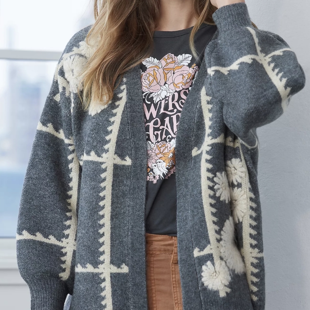 Anthropologie Gray and Cream Cardigan